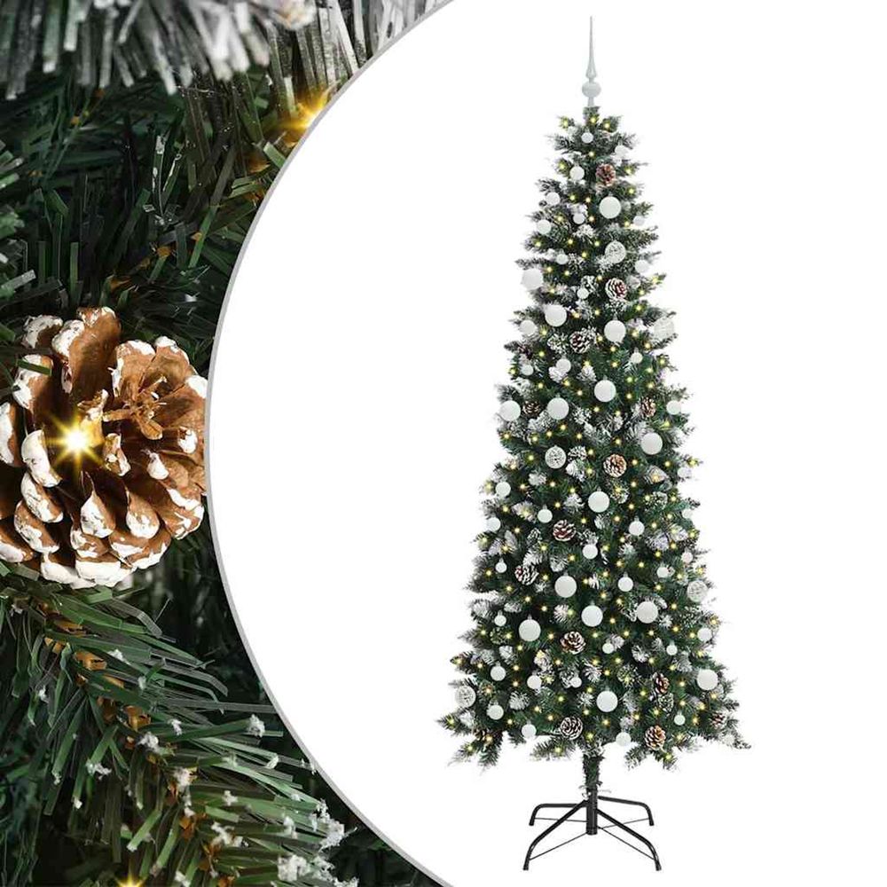 Sapin de noël artificiel vert 210 cm pvc, plastique et acier