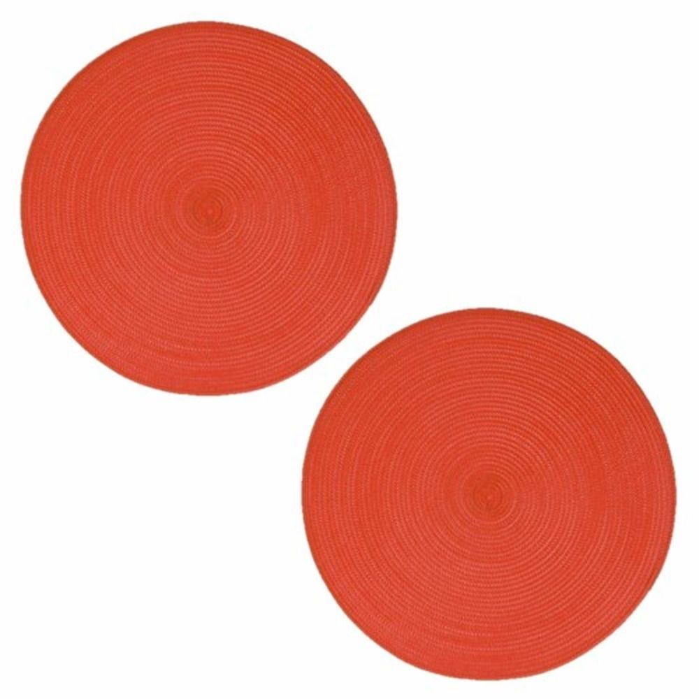 Lot de 2 sets de table tressés ronds - diam. 38 cm - noir