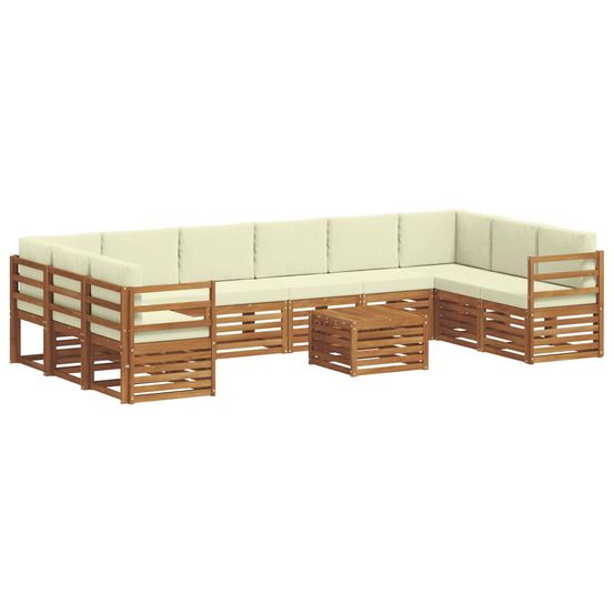Ensemble de canapés d'extérieur 11 pc naturel et crème