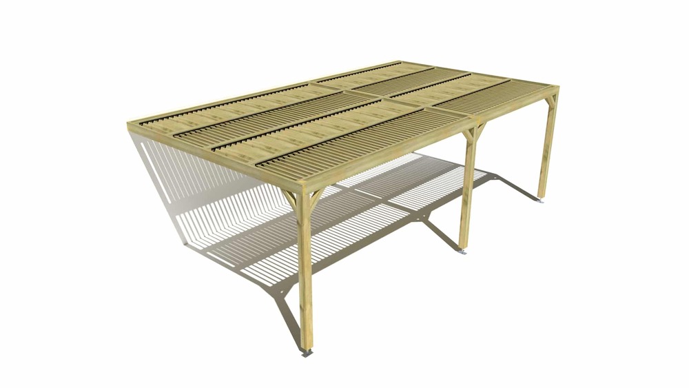 Pergola bois • 7m x 4m • adossée • sens largeur • lames orientables bioclimatiques incluses • livraison comprise