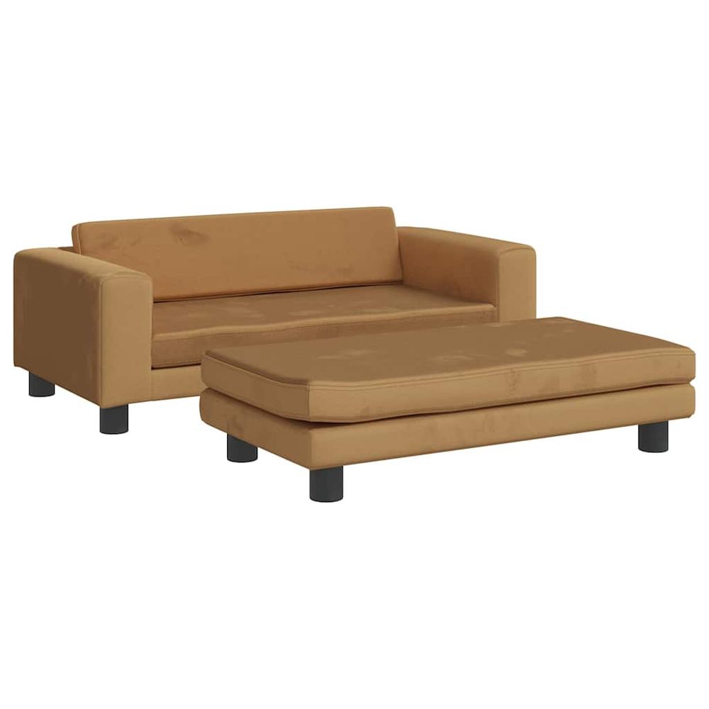Lit pour chien avec extension marron 100x50x30 cm velours