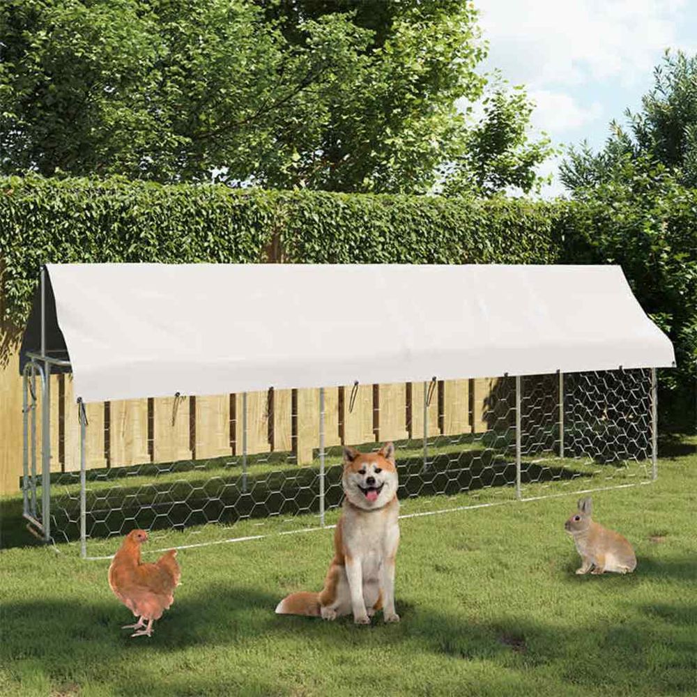 Chenil extérieur xxl 4x1m acier galvanisé avec toit de protection