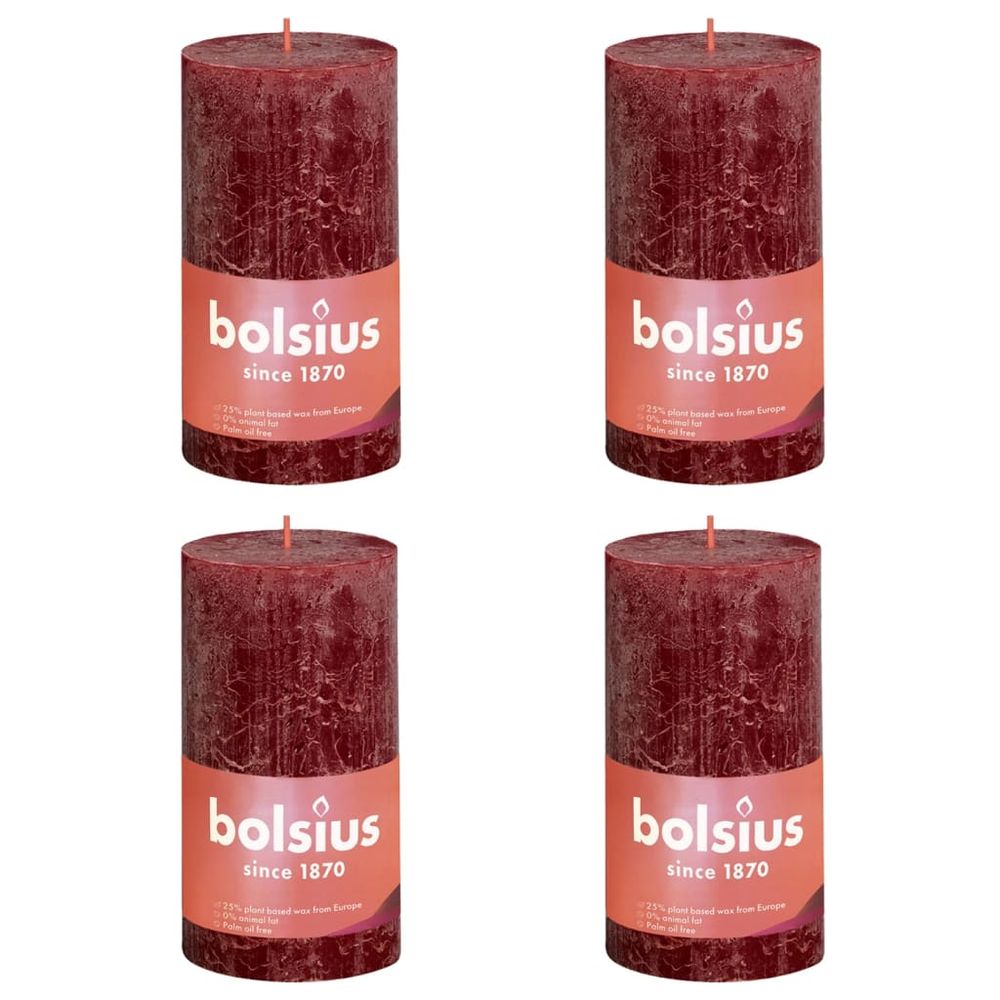 Bougie Bloc Rustique Bolsius 190/68 - Couleur Rose, Durée 85 Heures, Sans OGM