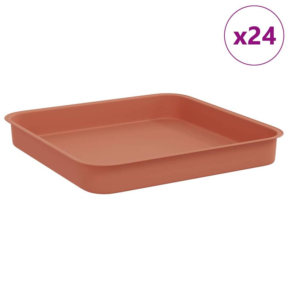 Plateau carré à fleurs 24 pc rouge brique 15 x 15 x 2 cm