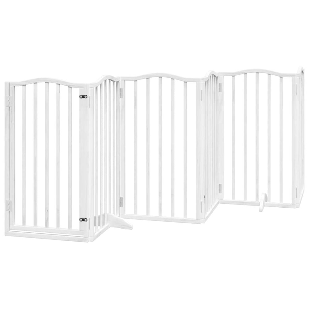 Barrière pour chiens et porte 6 panneaux blanc bois de peuplier