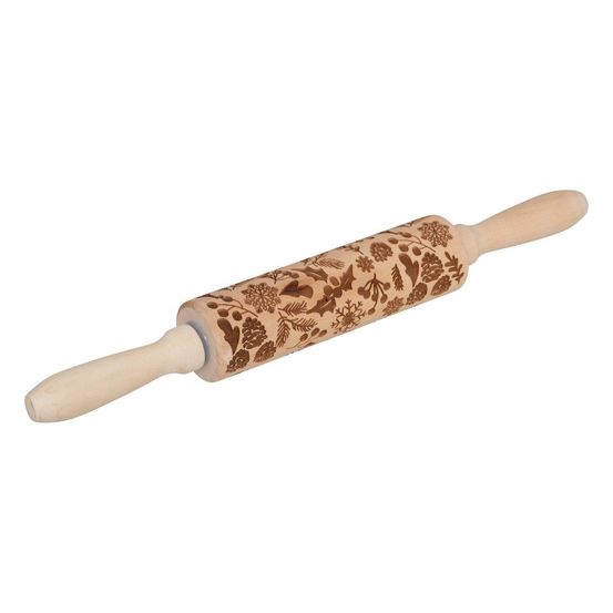 5five - rouleau à patisserie empreinte noël l35,5cm en bois