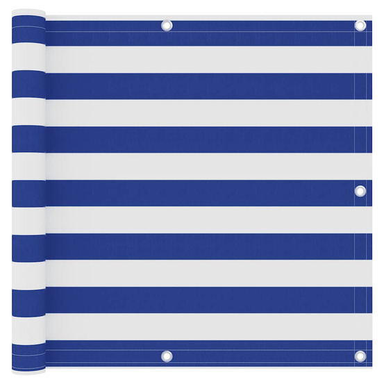 Écran de balcon blanc et bleu 90x500 cm tissu oxford
