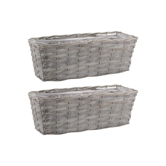 Jardinière en osier et bois 50 x 16 x 15 cm