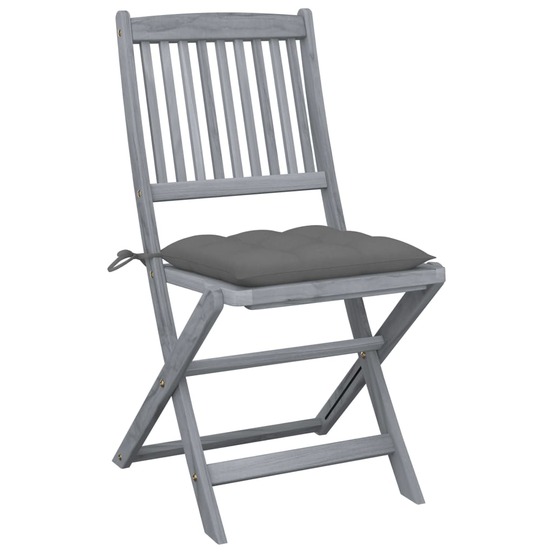 Chaises pliables d'extérieur lot de 4 et coussins bois d'acacia