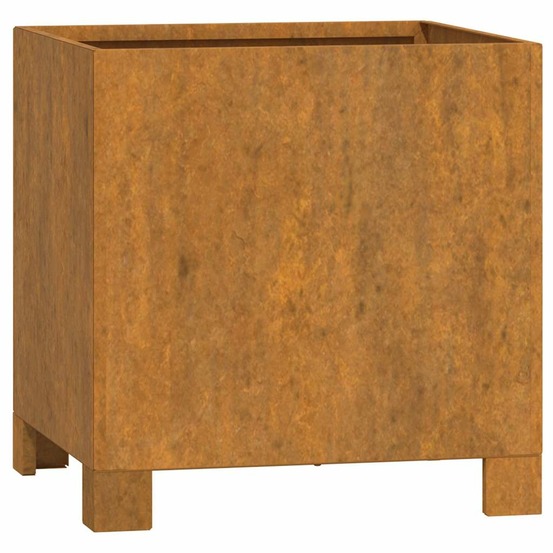 Jardinière avec pieds rouillé 30x30x30 cm acier corten