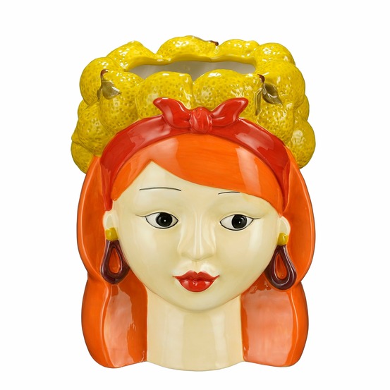 Mica decorations funny cache-pot intérieur - h25 x ø20 cm - dolomite - jaune