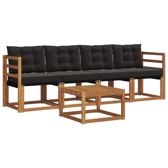 Ensemble de canapés d'extérieur 5 pcs naturel et noir