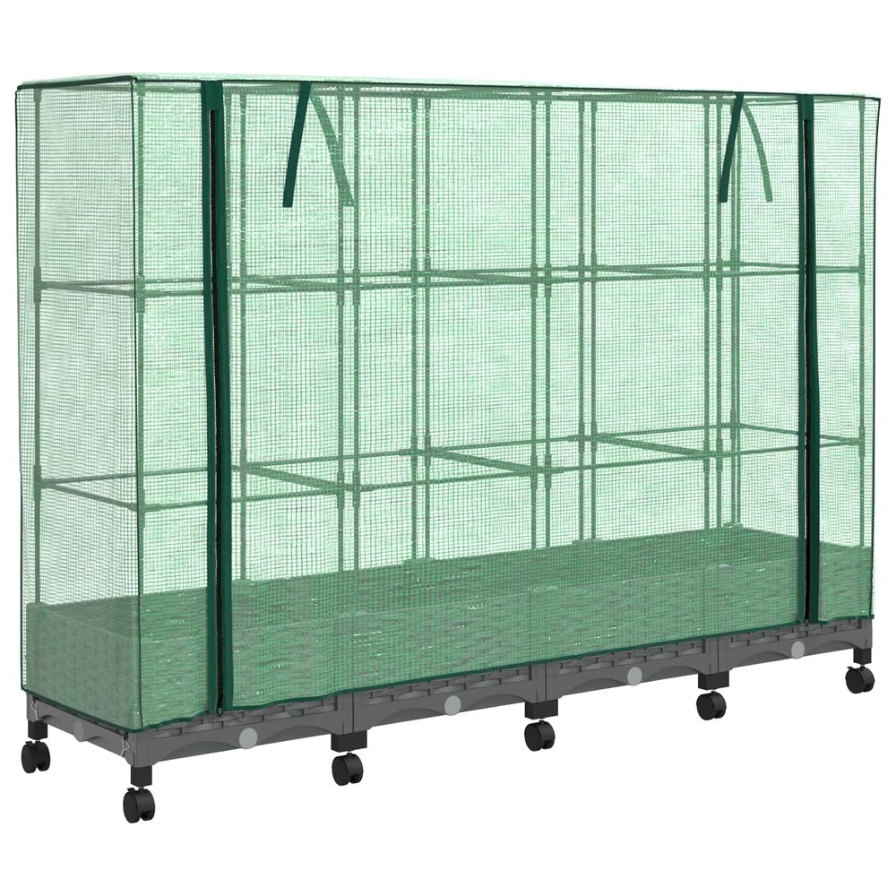 Jardinière d'extérieur de jardin avec couverture de serre et roues 4 pc pp