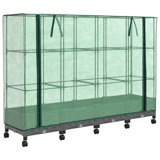 Jardinière d'extérieur de jardin avec couverture de serre et roues 4 pc pp