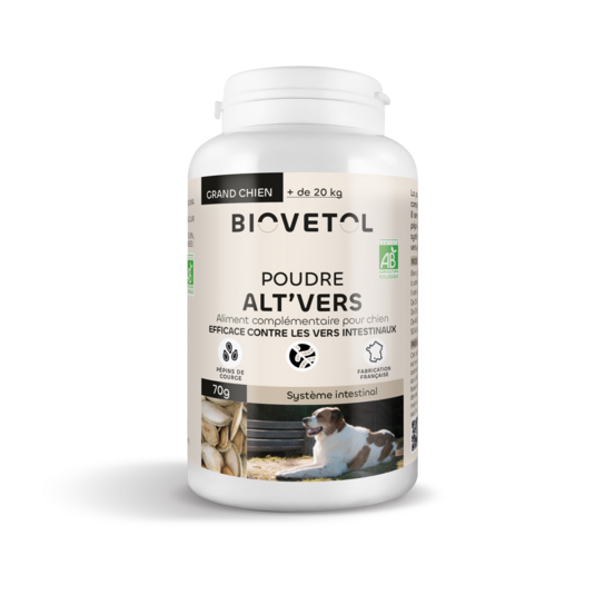 Poudre contre les vers - alt'vers grand chien bio 70g