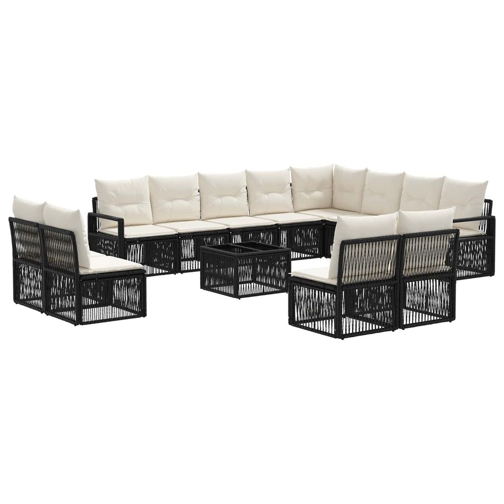Ensemble de canapé de jardin 13 pc noir polyrotin