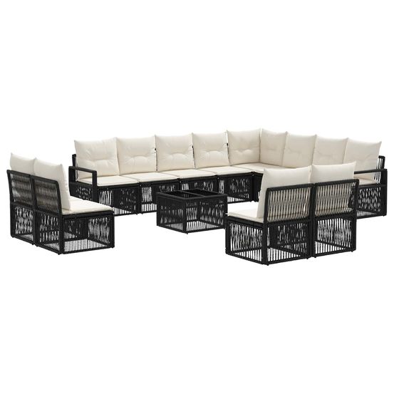 Ensemble de canapé de jardin 13 pc noir polyrotin