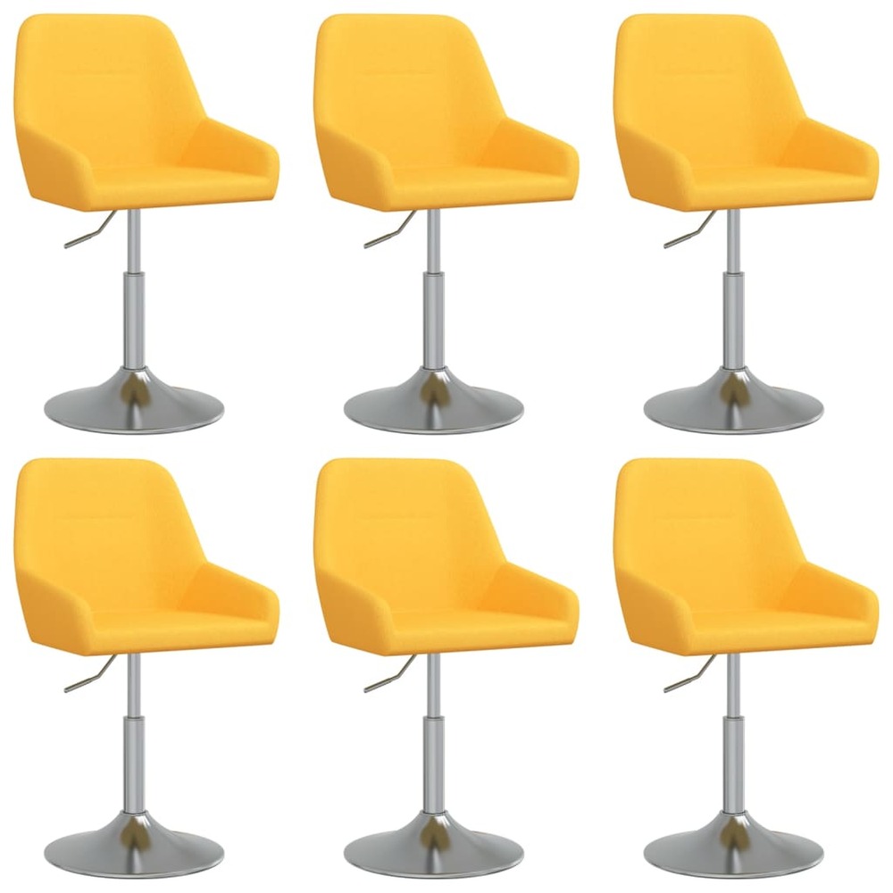 Chaises pivotantes de salle à manger 6 pcs jaune moutarde tissu