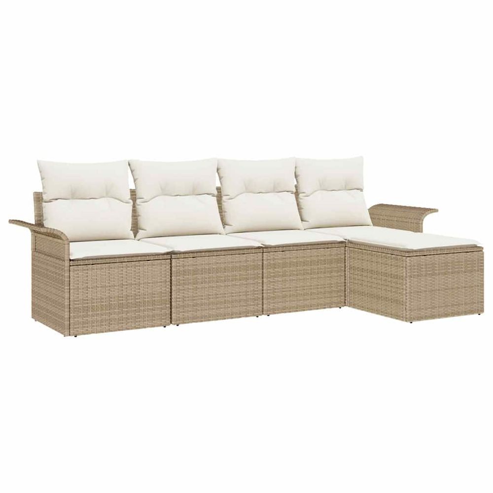Canapé d’extérieur 5 pc beige polyrotin