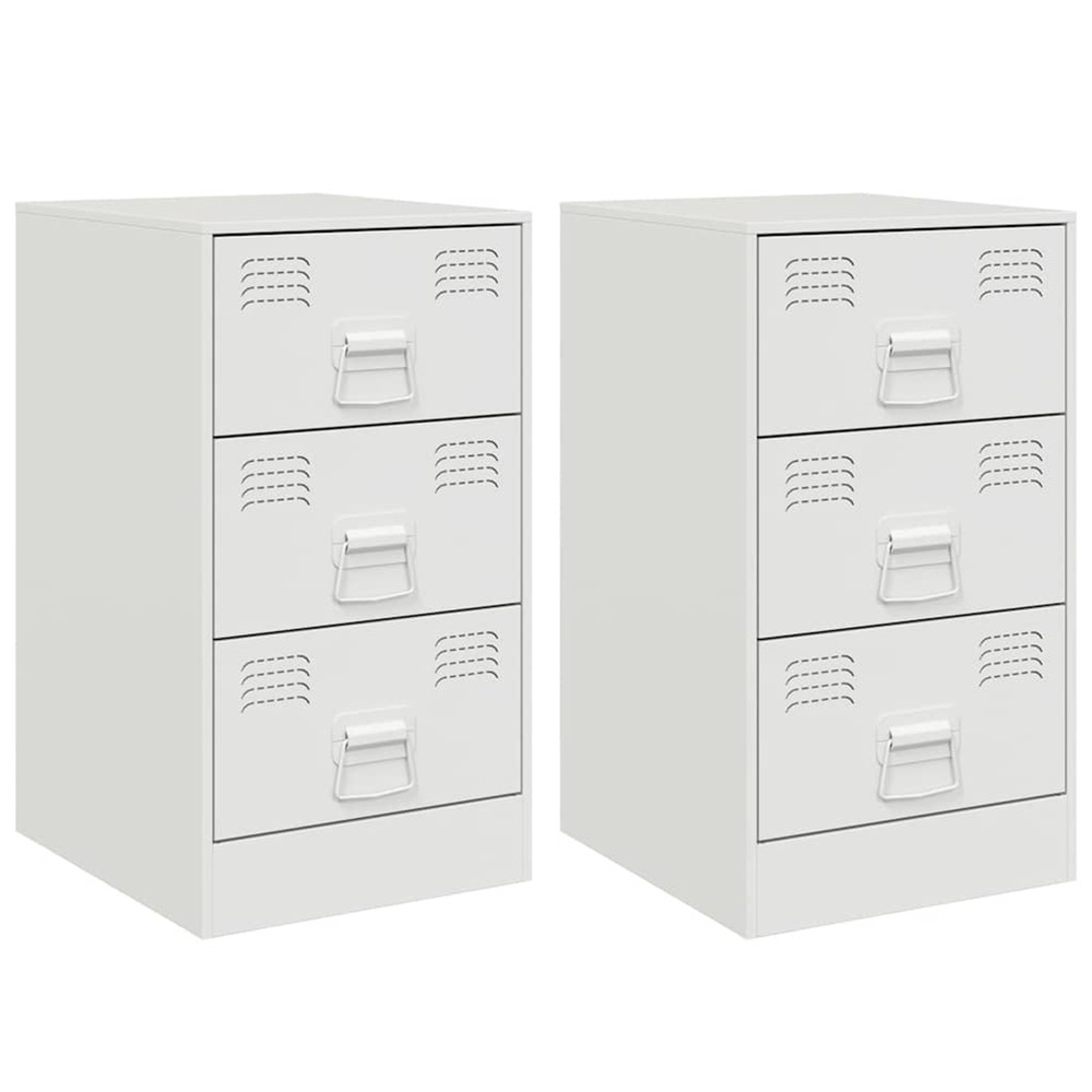 Tables de chevet 2 pcs blanc 34,5x39x62 cm acier