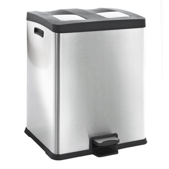 Poubelle à pédale rejoice 2x30 l argenté mat