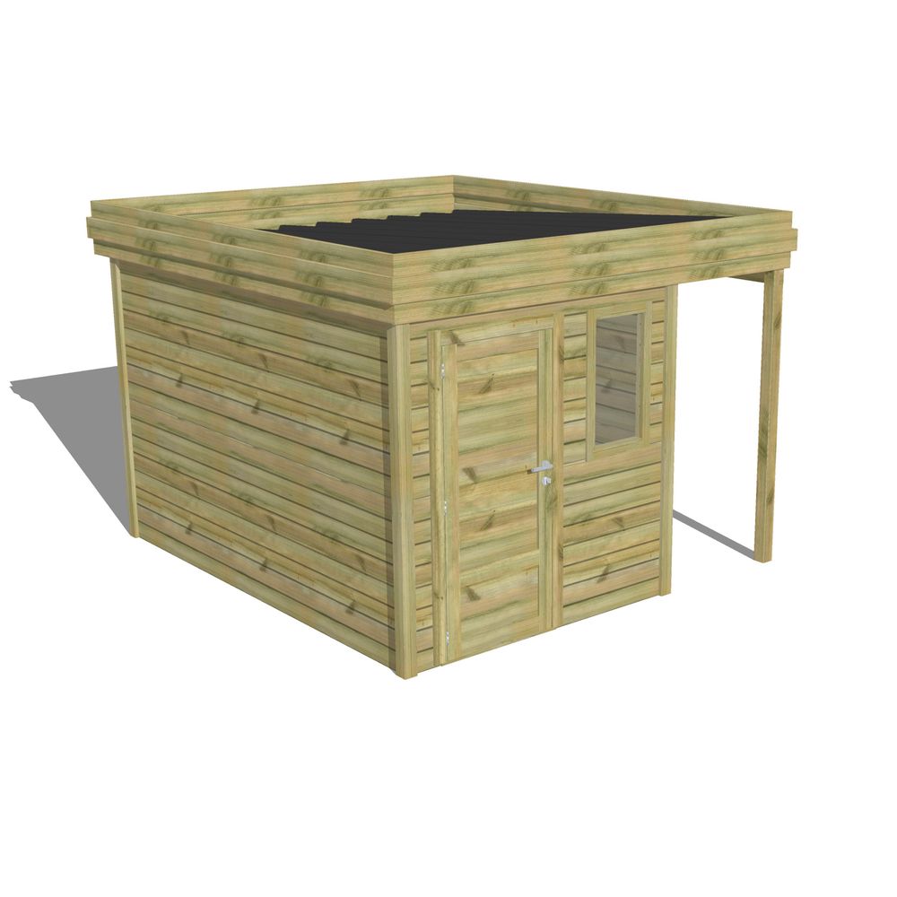 Abri de jardin bois pin traité autoclave 27mm - 3,14x3,44m / 11m2 - bac acier - abri français