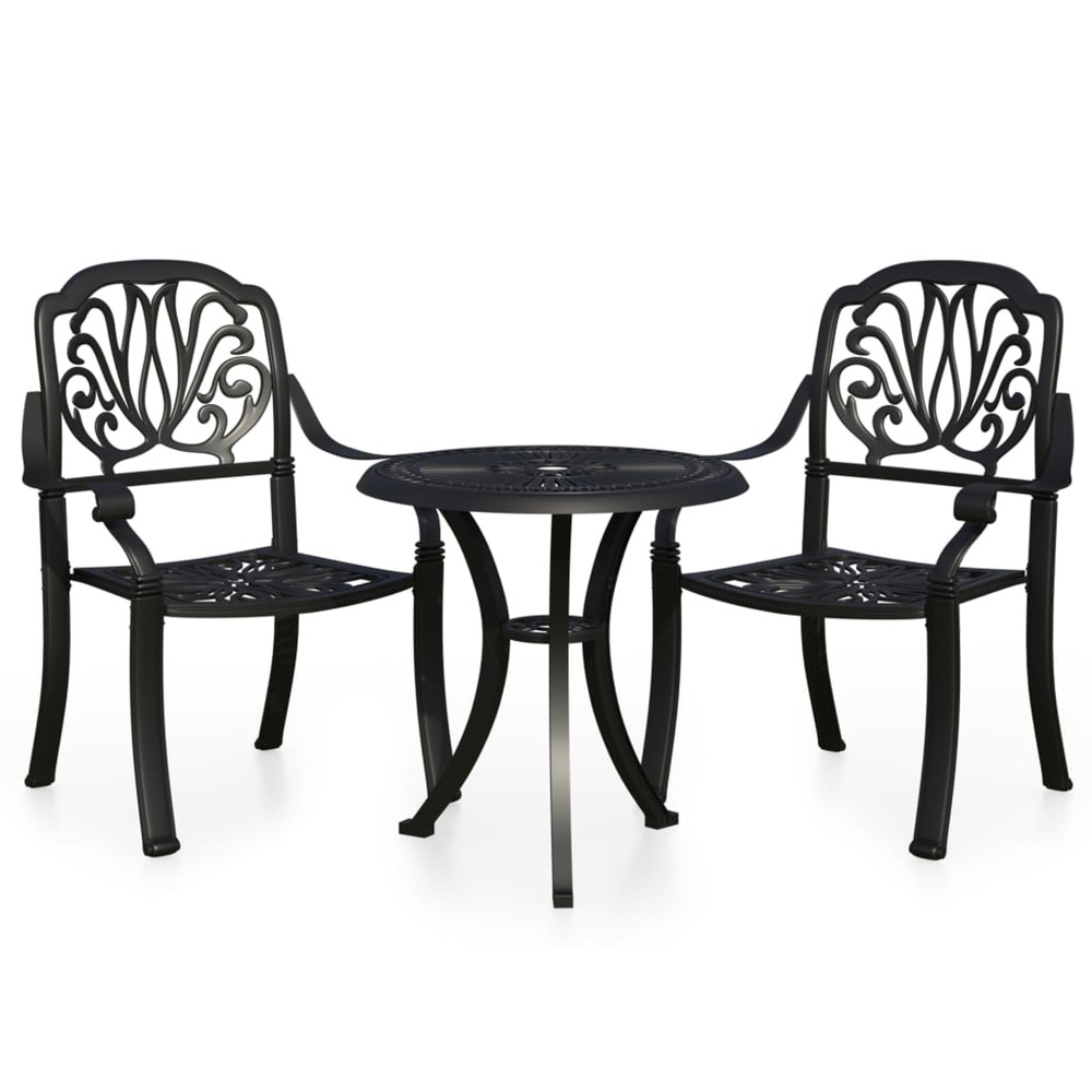 Ensemble de bistro 3 pcs aluminium coulé noir