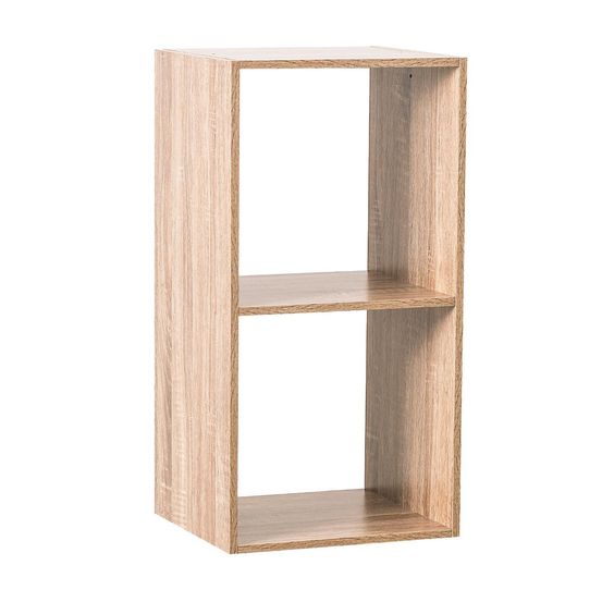 Meuble étagère 2 cases de rangement effet chêne naturel h 67.5 cm - à poser ou mural