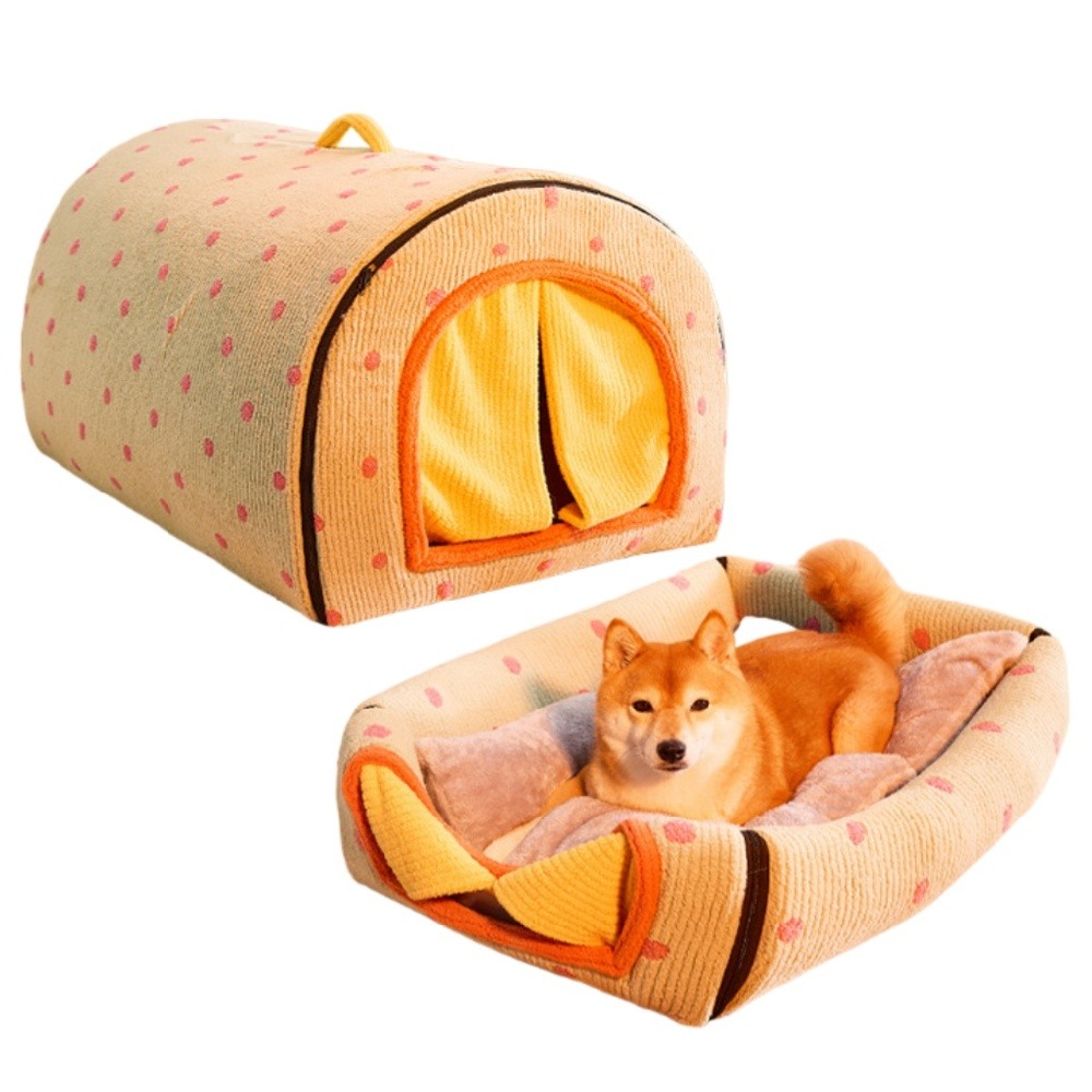 Tente isolante pour chat et chien avec rideau de porte confortable