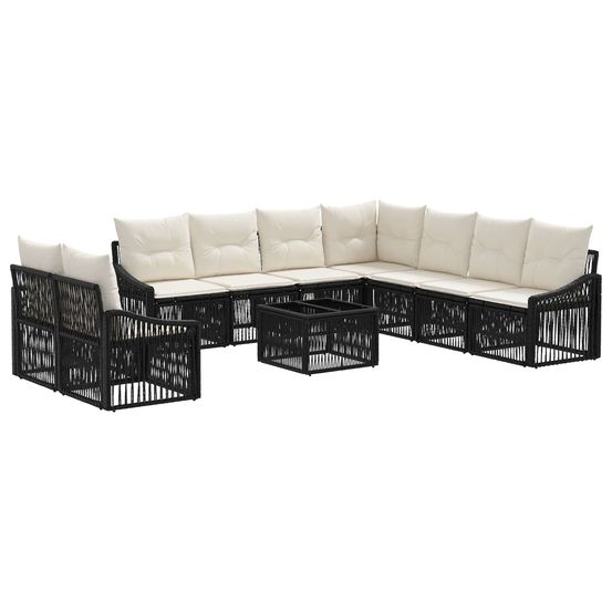 Ensemble de canapé de jardin 10 pc noir polyrotin