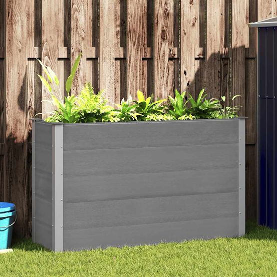Jardinière haute rectangulaire wpc pour terrasse gris 150x50x91 cm