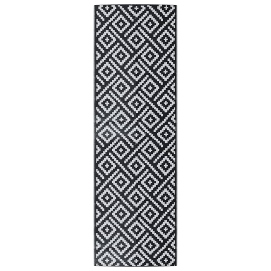 Tapis d'extérieur arakil blanc et noir 80 x 250 cm pp