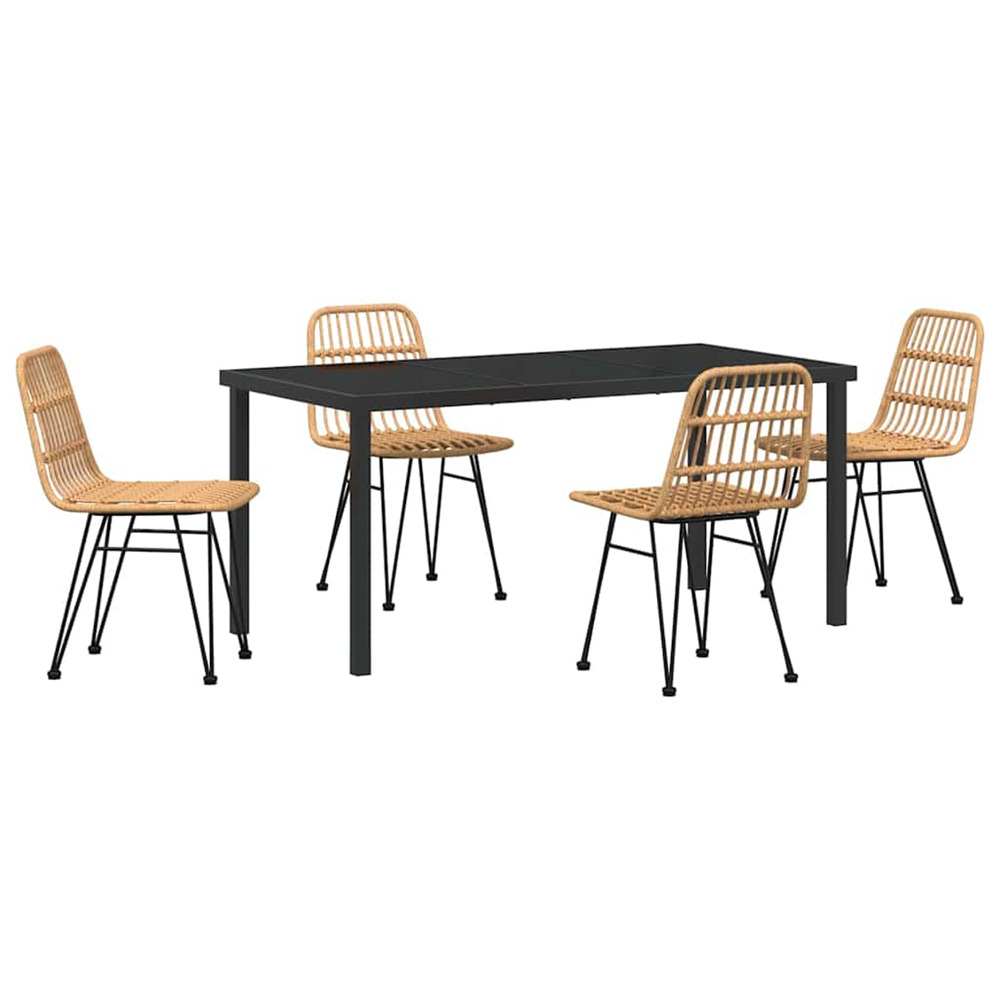 Ensemble de salle à manger pour jardin 5 pcs marron