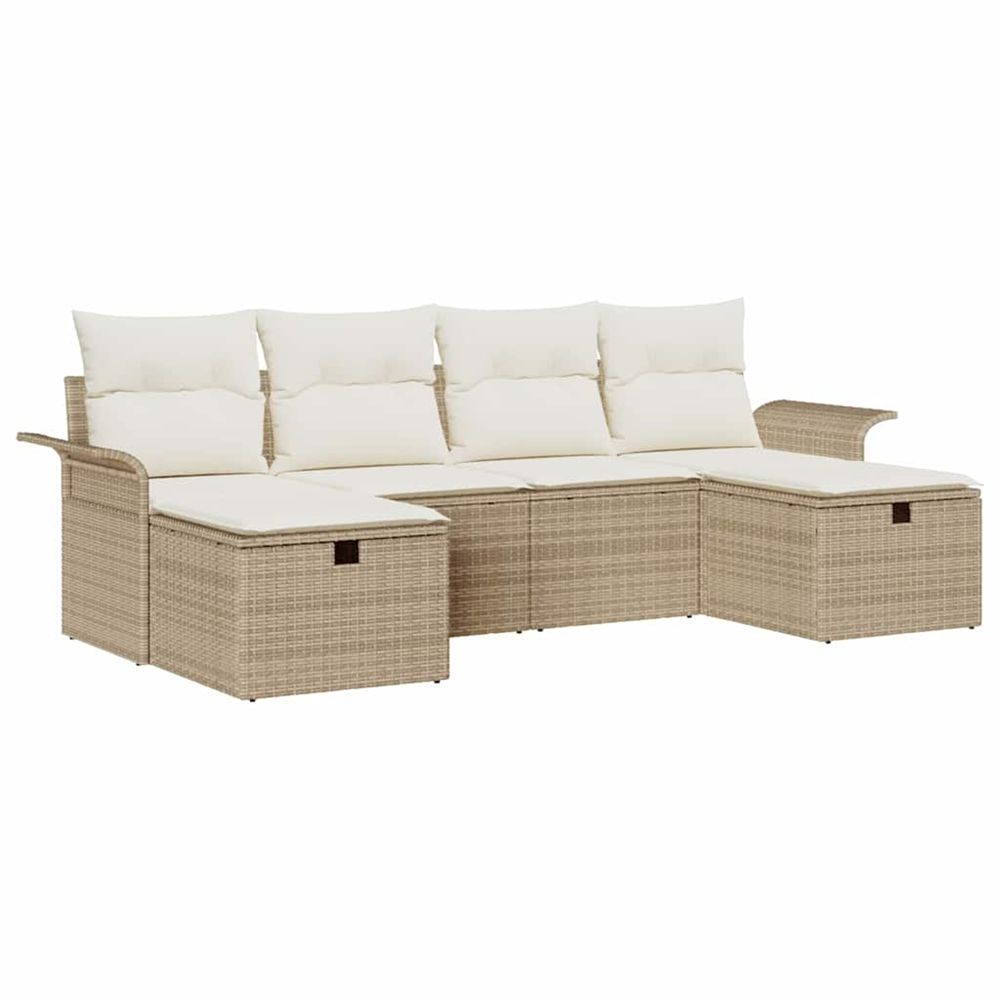 Ensemble de canapé de jardin 6 pc poly rotin