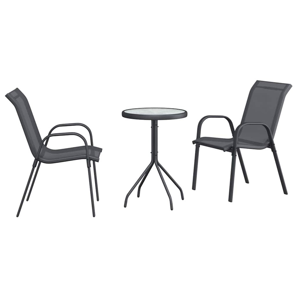 Ensemble bistro de jardin 3 pcs gris acier