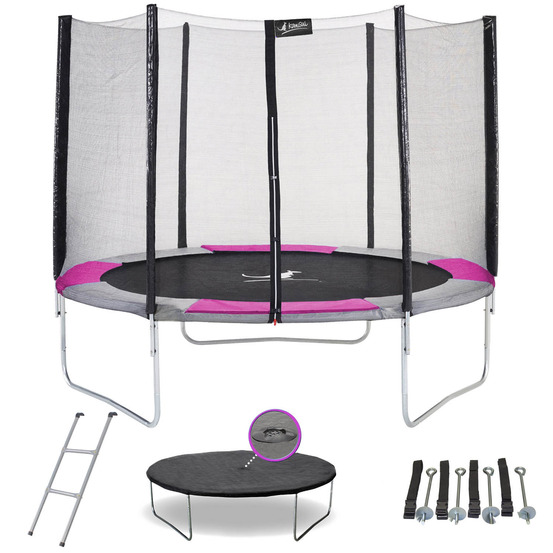 Trampoline rond ø300cm avec filet, échelle, bâche et kit ancrage - ralli 300
