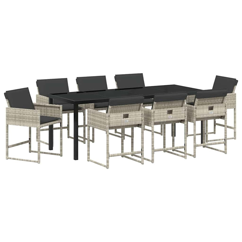 Ensemble de salle à manger pour jardin 9 pcs gris clair