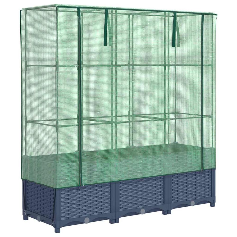Jardinière d'extérieur surélevée avec housse aspect rotin 120x40x138 cm
