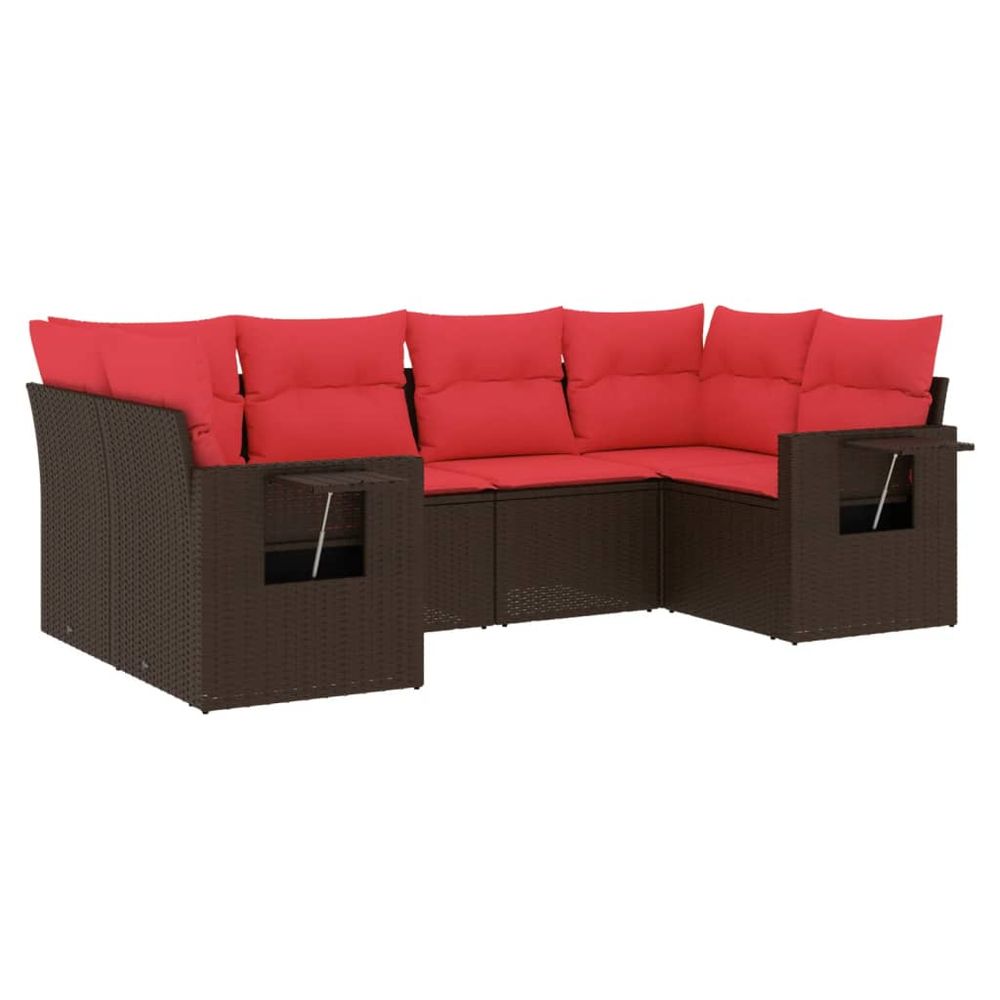 Ensemble de canapé de jardin 6 pcs avec coussins marron