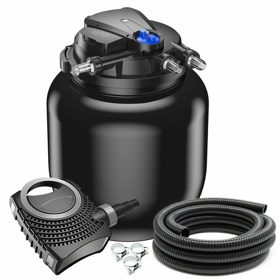 Kit de filtration set 100 000 litres 55 watts uvc pompe 10000 l/h tuyau 10 m