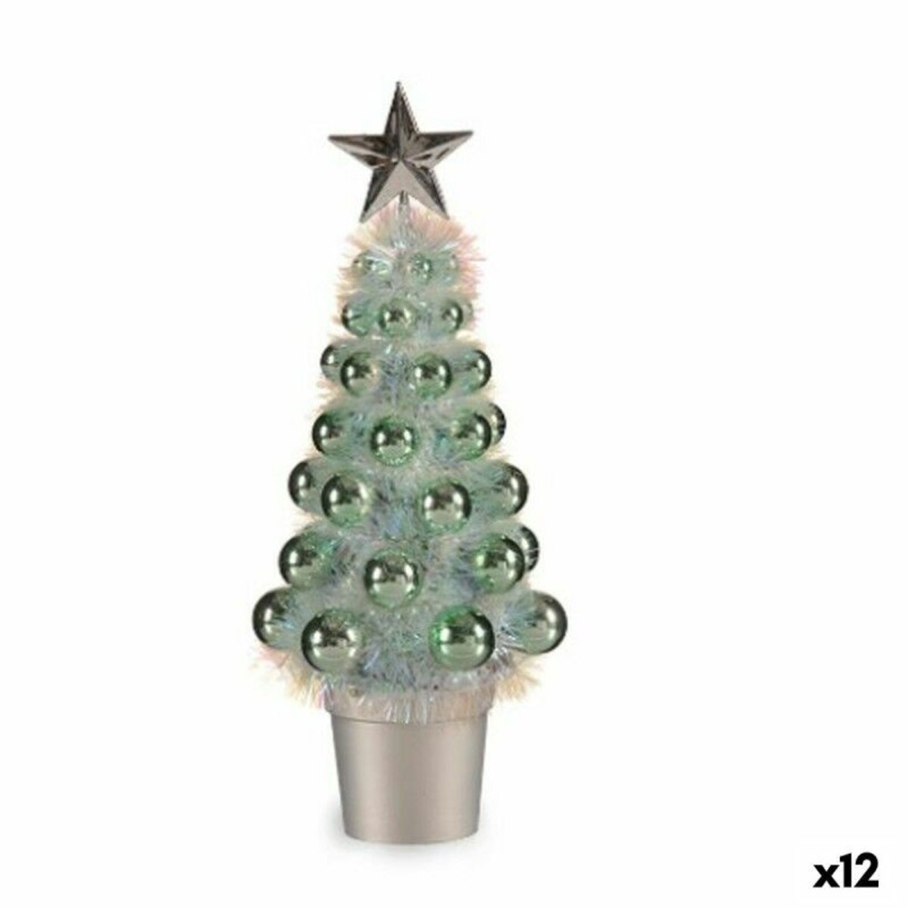 Figurine décorative sapin de noël vert polypropylène plastique 12,2 x 30 x 12,2 cm (12 unités) h