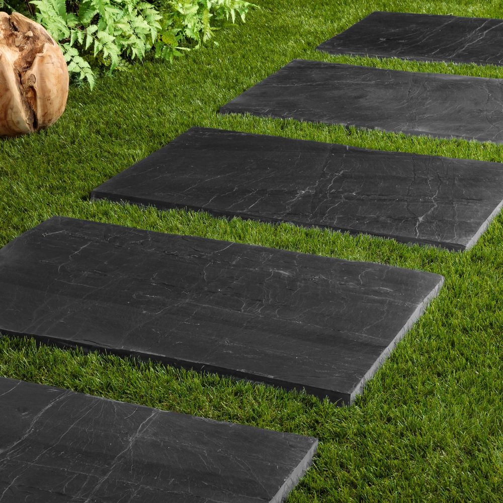 Pas japonais rectangle ardoise noire 80x50x2-3 cm (lot de 15) - ro'ma nature