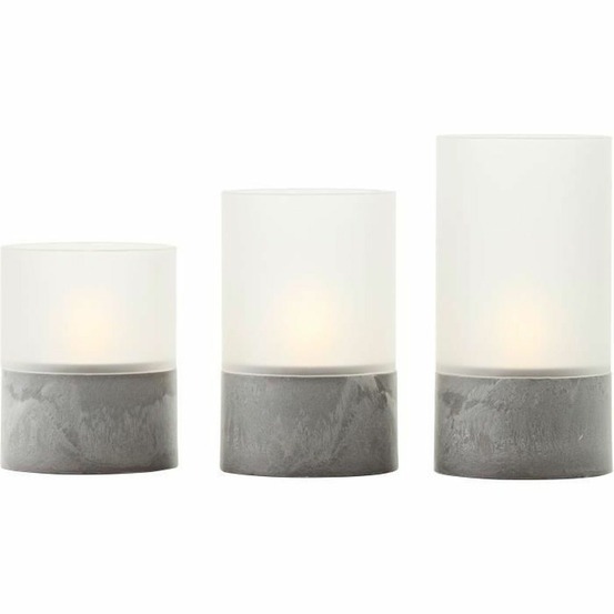 3 lampes à poser led bougie 2500k - plastique et verre - gris et blanc mat