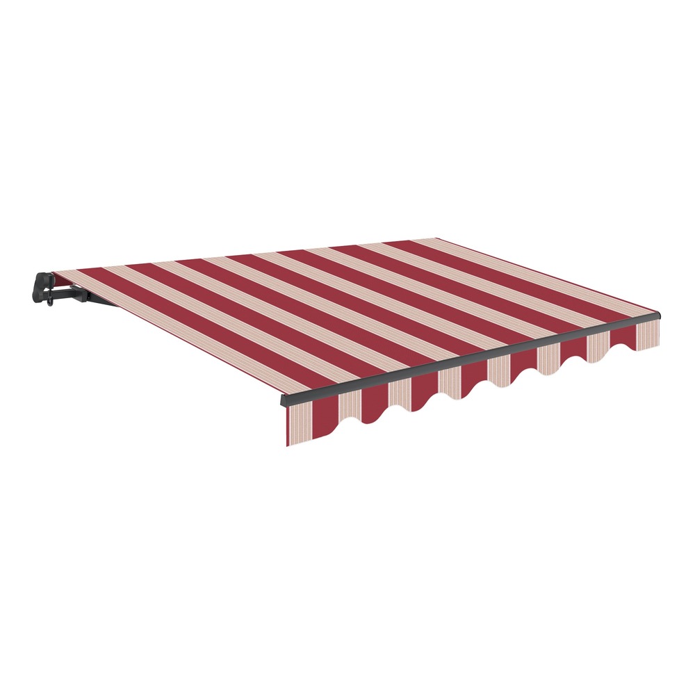 Store banne extérieur enroulable 4x2,5 beige et bordeaux en polyester – structure en aluminium anthracite, inclinaison réglable