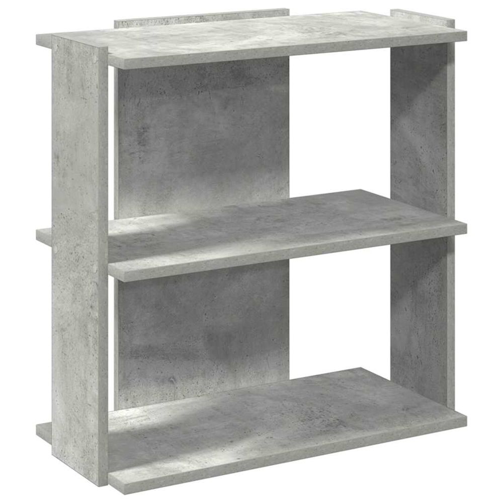 Bibliothèque à 3 niveaux gris béton 60x30x60 cm bois ingénierie