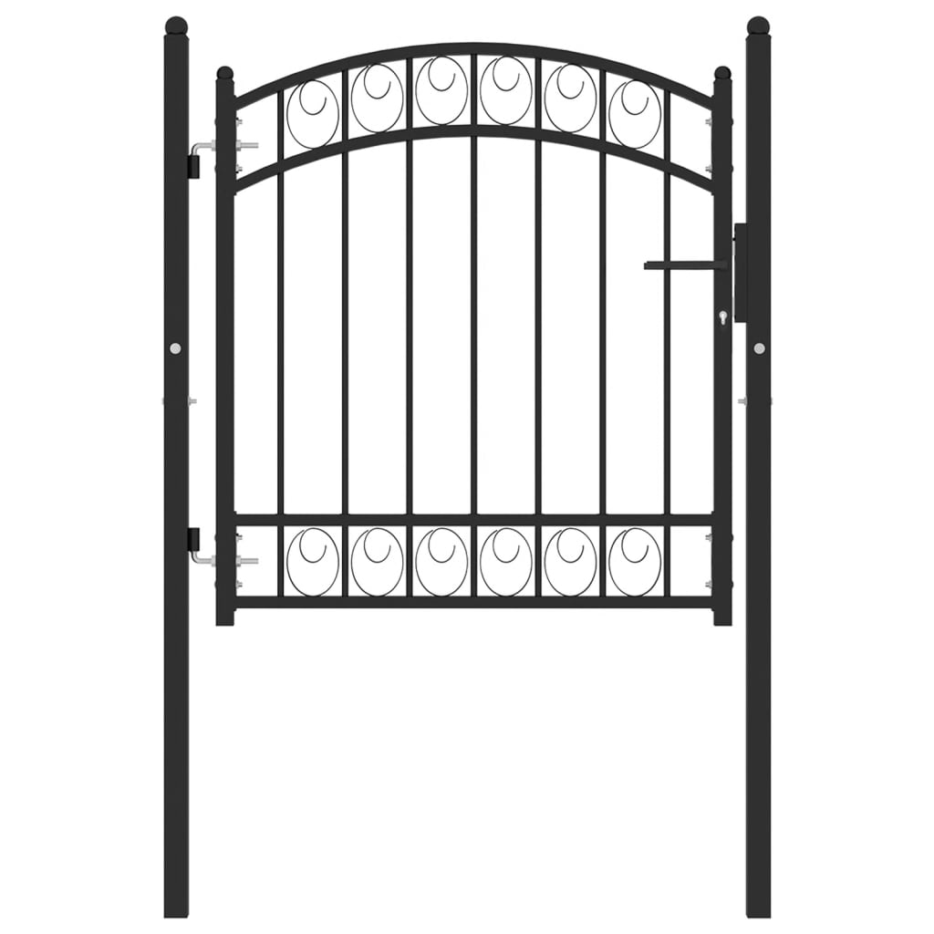 Portail de clôture avec dessus arqué acier 100x100 cm noir