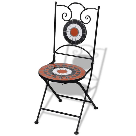 Chaises pliables de bistro 2 pcs céramique terre cuite et blanc