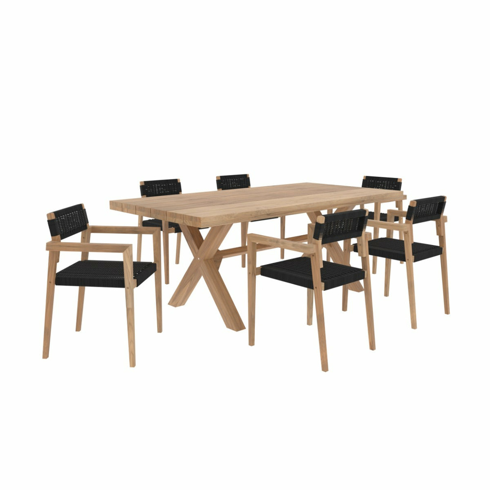 Suri-ensemble table et 6 chaises de jardin en bois de teck