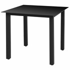 Table de jardin noir 80 x 80 x 74 cm aluminium et verre