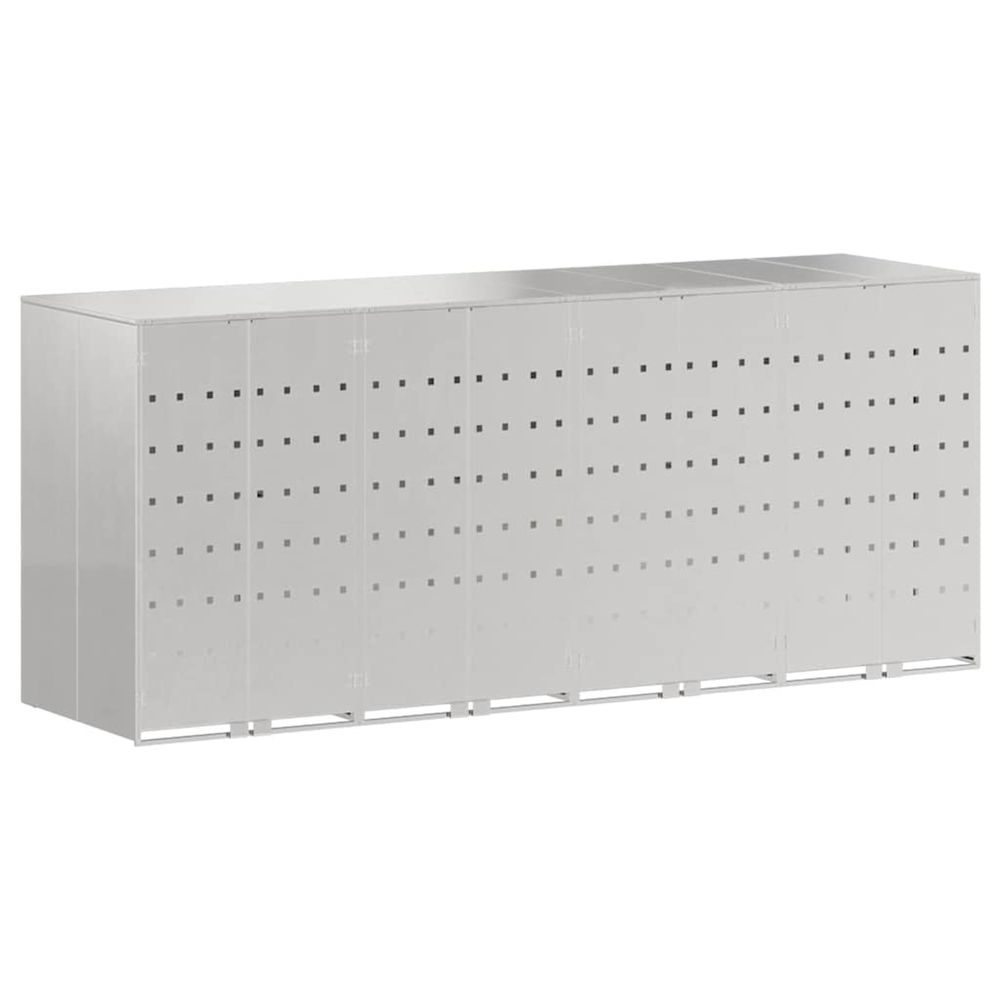 Rangement de poubelle à roulettes pour 3 poubelles argent